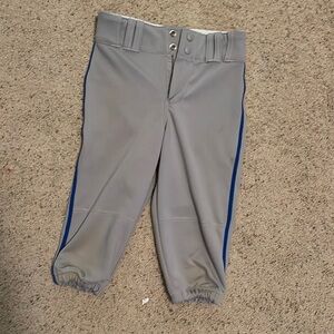 Boy baseball pants Champro size medium knicker style gray with blue piping